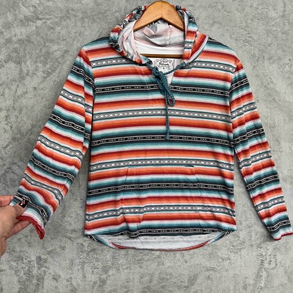 Panhandle Lightweight Hoodie Size Small Striped Serape Southwestern Coastal